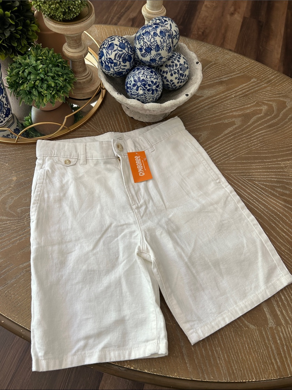 NWT! Gymboree Boys White Linen Blend Bermuda Shorts Size 12